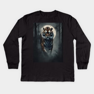 Tiger in the Foggy Forest Kids Long Sleeve T-Shirt